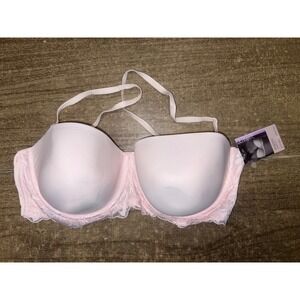 Gilligan &‎ O'Malley Strapless Padded Lace Rose Pink Bra Size 40D NWT Push Up